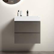 Alice 24' Gray Bathroom Vanity with Sink, Large Storage Wall Mounted Floating Bathroom Vanity for Modern Bathroom, One-Piece White Sink Basin without Drain and Faucet, Pre-assembled