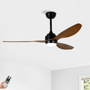 52' Ceiling Fan with Lights Quiet DC Motor 3 ABS Blade Ceiling Fans 6 Speed Levels,Reversible Ceiling Fan, for Patio Living Room, Bedroom, Office,Indoor. Matte Black + Walnut