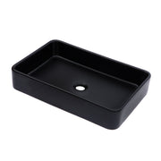 Modern European Style Black Ceramic Rectangular Vessel Bathroom Sink 24x16 Inches