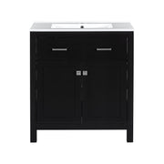 Modern Black 30 Inch Bathroom Vanity with Ceramic Sink and Soft Close Doors