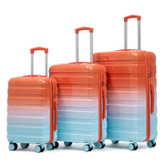 20'/24'/28' 3 pcs/set in PC Spinner Wheel Luggage, Carry on Suitcase, With Gradient Color and Combination Lock(Blue+Red)