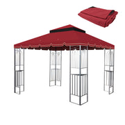 10x10 Ft Outdoor Patio Gazebo Replacement Canopy,Double Tiered Gazebo Tent Roof Top Cover Only GreatWall border(Frame Not Include)-Red
