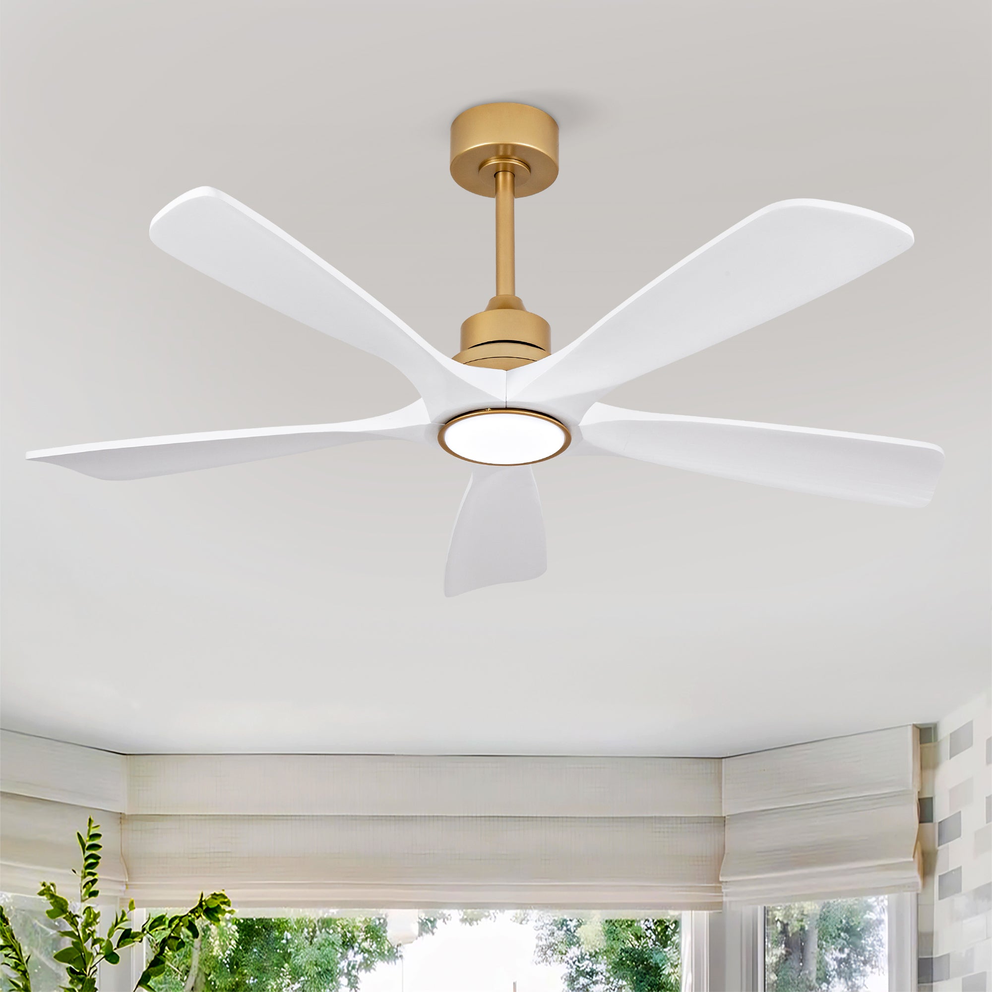 Hot sales 52 Inch Indoor Ceiling Fans With Lights and Remote Control, Dimmable LED, 5 Solid Wood Blades,Reversible DC Motor. Ceiling Fan with light for Bedroom, Living Room, Study Room