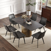 63 'Modern Artificial Stone Black Panel Bronze Iron Metal Legs-Can Accommodate 6-8 People