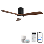 52 Inch Ceiling Fan With Lights 3 Solid Wood Fan Blade Noiseless Reversible Motor Smart Remote Control