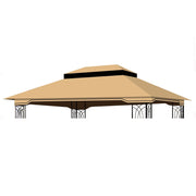 13x10 Ft Patio Double Roof Gazebo Replacement Canopy Top Fabric,Khaki