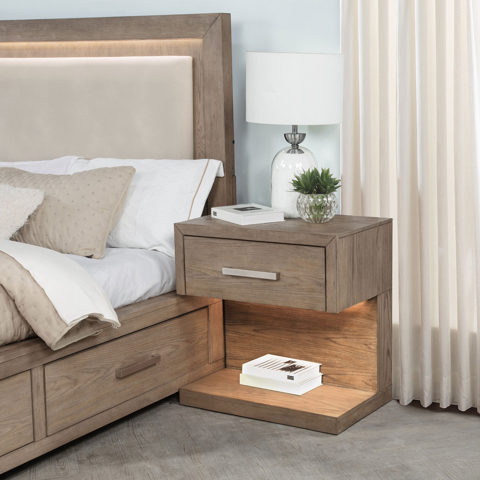 Gibbons Barley Brown 1-drawer Nightstand Bedside Table