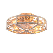 20'' Mounting Type Caged  Ceiling Fan with Lights and Remote Control  ,Reversible Motor, DC Remote Control,6 Speed Ceiling Fan,Timing, for Living Room, Bedroom, Dining Room--NOT Included Bulbs (WH)