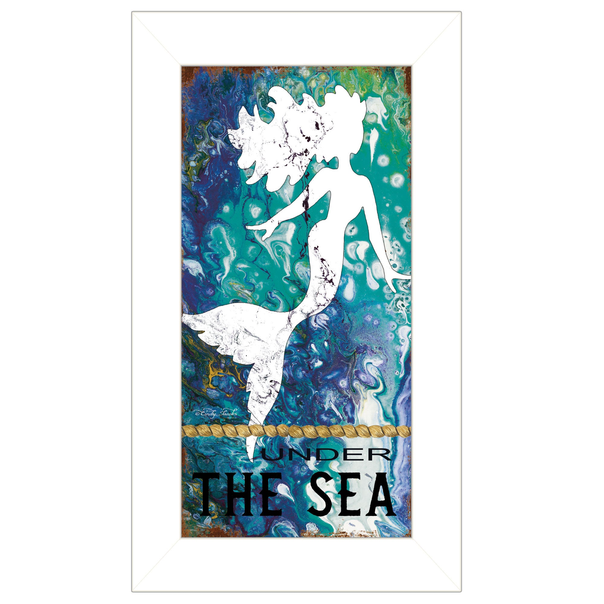 'Under the Sea' by Cindy Jacobs, Ready to Hang Framed Print, White Frame