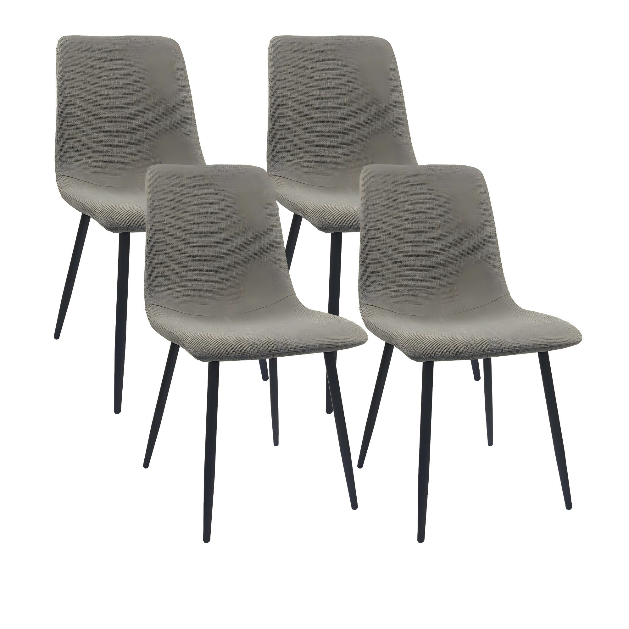 Modern 59' MDF Light Wood Dining Table Set with Suede Chairs, Rectangular Metal Base, 4-Piece