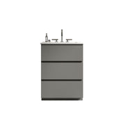 TIA 24' Gray Bathroom Vanity with Sink with 3 Faucet Holes, Large Storage Freestanding Bathroom Vanity for Modern Bathroom, One-Piece White Sink Basin without Drain and Faucet, Pre-assembledT