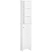 HOMCOM Tall Bathroom Storage Cabinet/Freestanding Linen Tower with 3-Tier Open Adjustable Shelf, White
