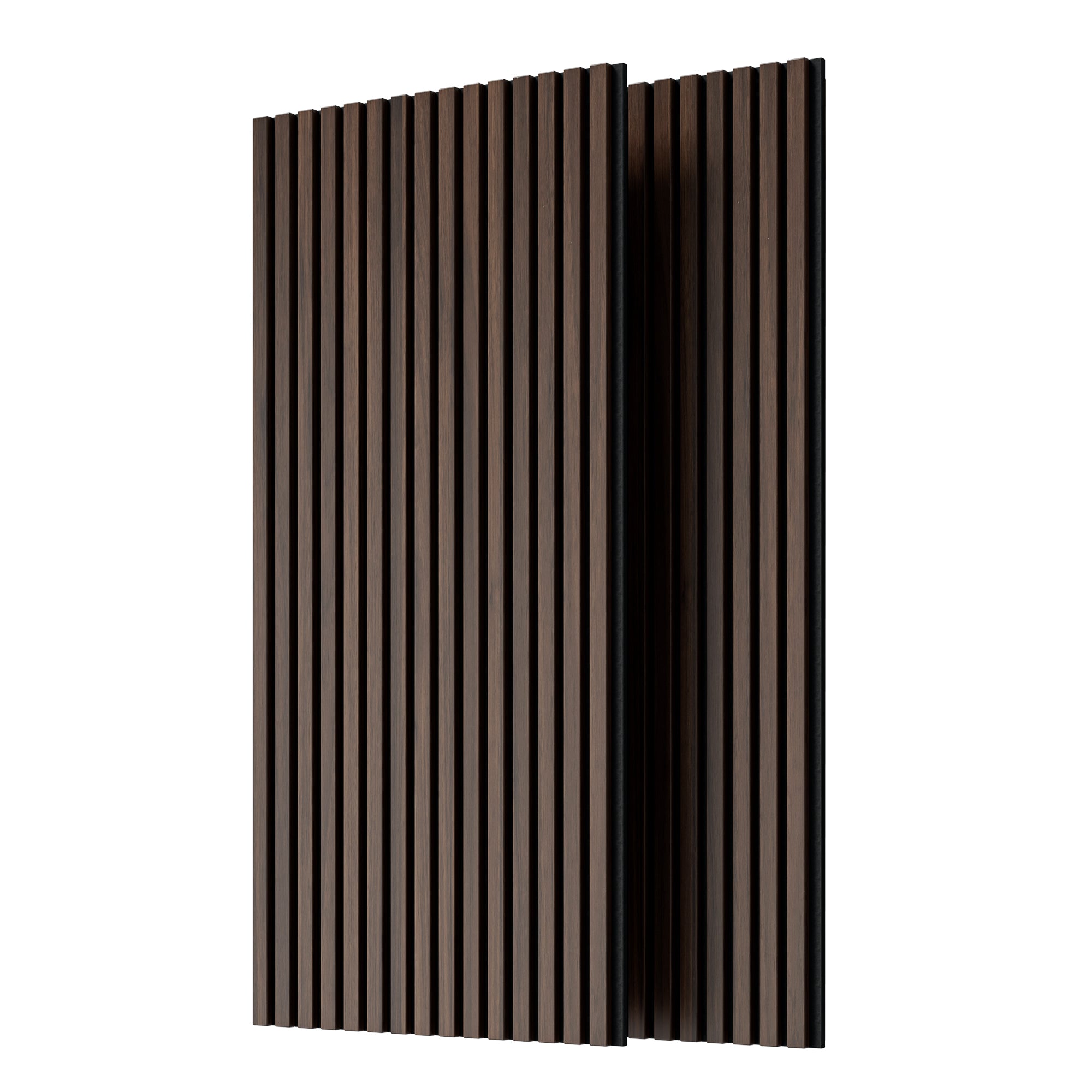 Wood Panels for Wall Slat Wall Panels, 2PC Wood Slat Acoustic Panels for Wall and Ceiling - 3D Fluted Sound Absorbing Panel with Three Sides Fully Wrapped on  Wood Finish -45.27''X23.62''(Dark walnut)