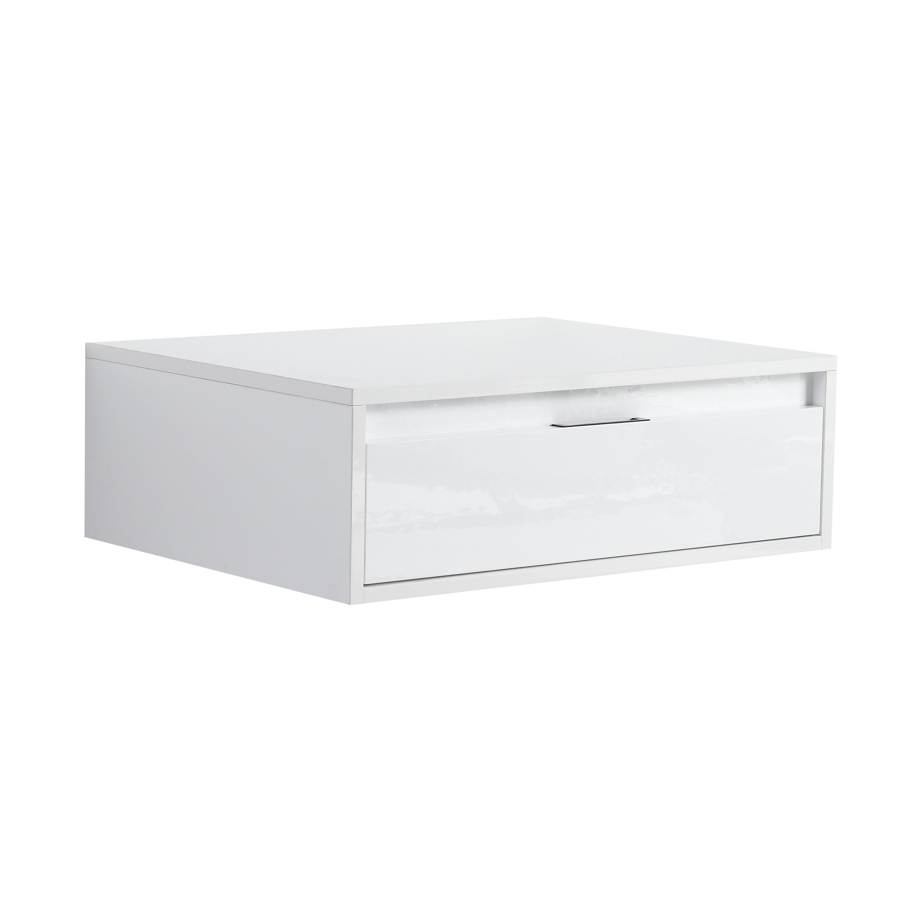 24' Bathroom Cabinet,Soft Close Drawer,Float Mounting Design, Glossy White, KD-Packing,(Only Vanity)