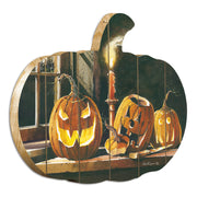 'The Carving Table' By Artisan John Rossini Printed on Wooden Pumpkin Wall Art