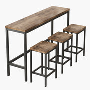 Modern Long Dining Table Set with 3 Stools, Easy Assembly, Natural Finish, MDF and Metal Construction