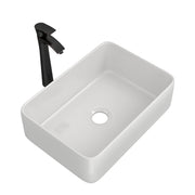 Modern Above White Porcelain Ceramic Vessel Vanity Sink and Oil Rubber Bronze Faucet Combo, 19'x15'