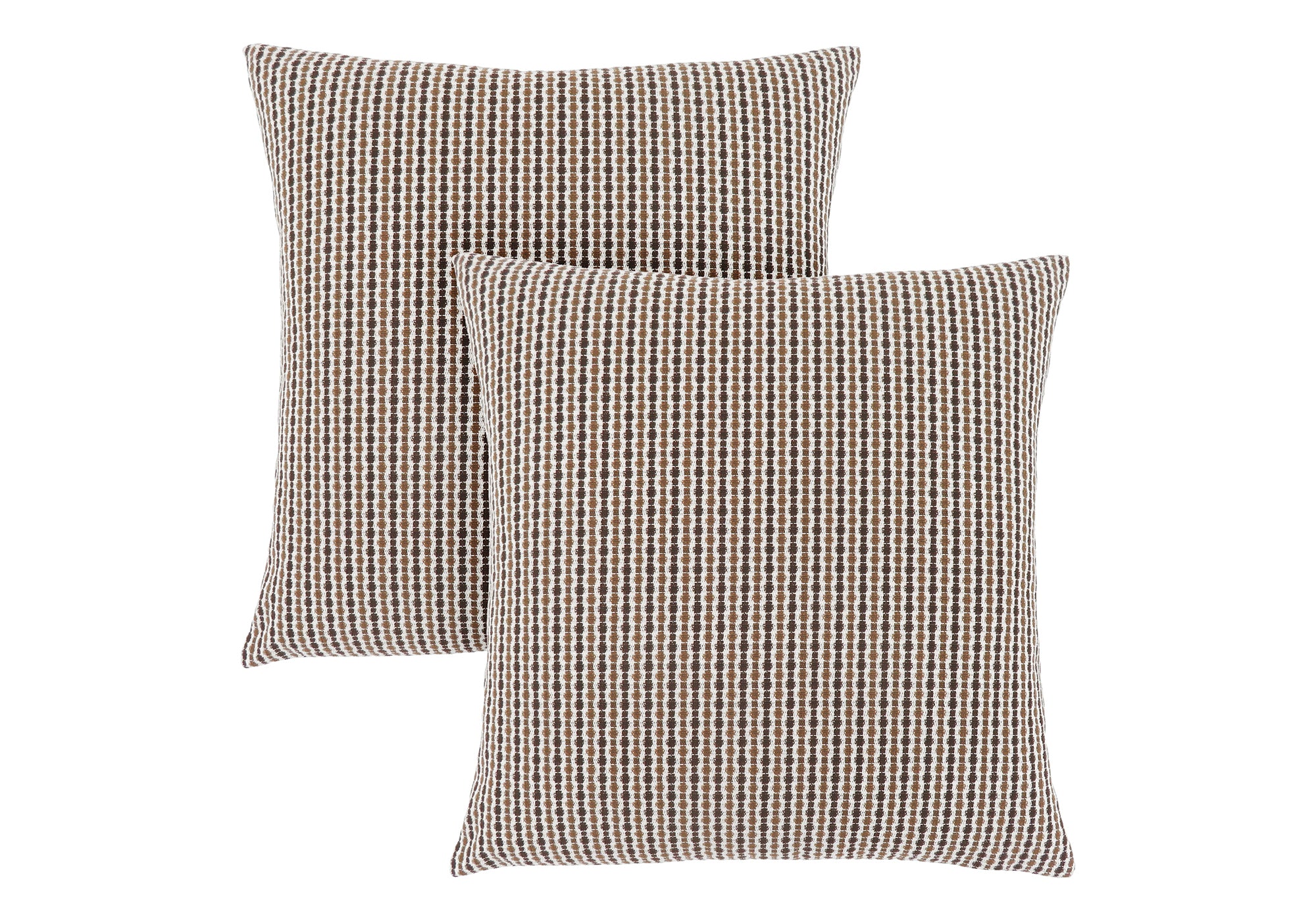 Pillows, Set Of 2, 18 X 18 Square, Insert Included, Decorative Throw, Accent, Sofa, Couch, Bedroom, Brown Hypoallergenic Polyester, Modern
