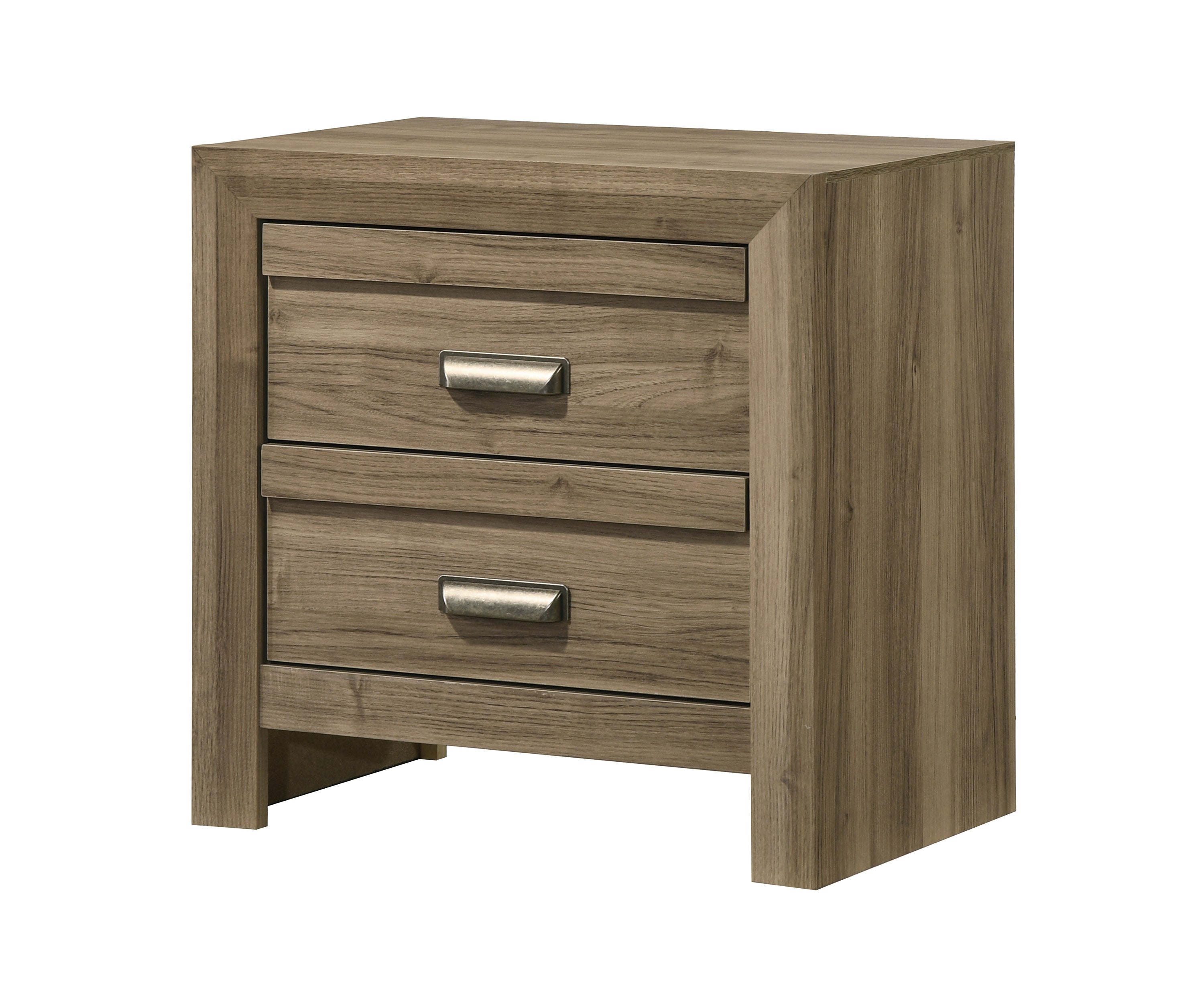 1pc Contemporary Style Two Drawers Storage Nightstand Wooden Bedroom Furniture Light Brown Warm Wood Finish