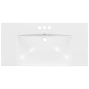 [Sink Only] 36x18' Rectangular 3 Hole Bathroom Resin Sink, Vanity Top Sink Only, Fits 4' Center Faucet, White (Faucet and cabinet not included)