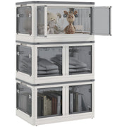 HOMCOM 3 Stackable Storage Bins w/ Lids, Wheels, Collapsible, 18 gal, White