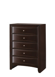 1Pc Contemporary 5 Drawer Chest Brown Finish Solid Wood Wooden Bedroom Furniture