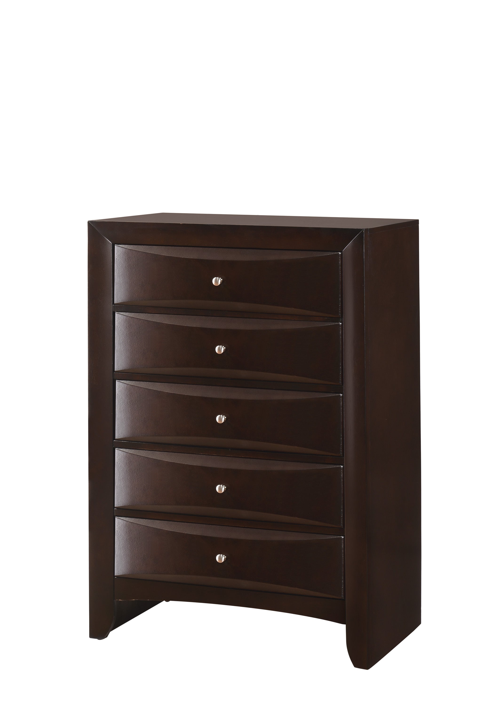 1Pc Contemporary 5 Drawer Chest Brown Finish Solid Wood Wooden Bedroom Furniture