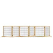 PawHut Wooden Dog Gate, 170' Freestanding Pet Gate, 6-Panel Foldable Dog Safety Barrier with 2 Support Feet for House Doorway Stairs, Small and Medium Dogs, Natural Wood