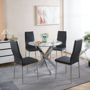1+4,5pieces dining set, Table metal leg Mid-century Dining Table for 4-6 people With Glass  Table Top, Pedestal Dining Table, End Table Leisure Coffee Table.