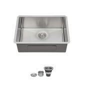 Modern Stainless Steel Undermount Kitchen Sink 26 Inch - Brushed Nickel 16 Gauge with Drain Assembly