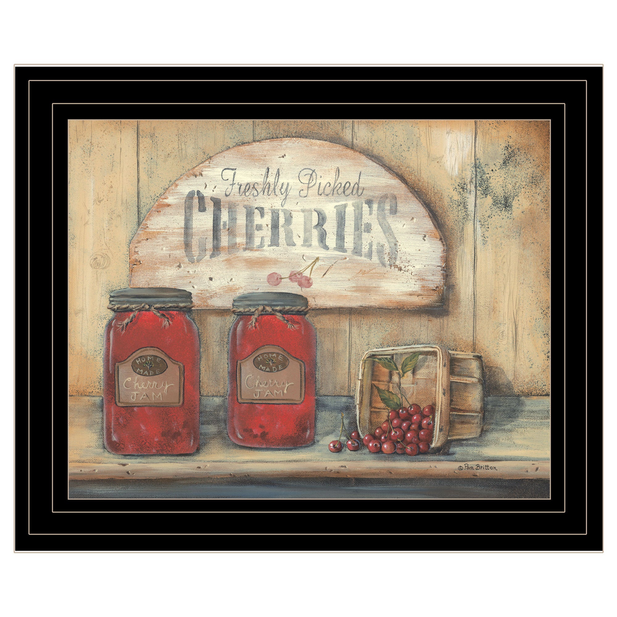 'CHERRY JAM' by Pam Britton, Ready to Hang Framed Print, Black Frame