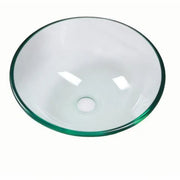 Artistic Tempered Glass Vessel Sink with Chrome Pop-up Drain, Clear, 14x14x5.31 Inch
