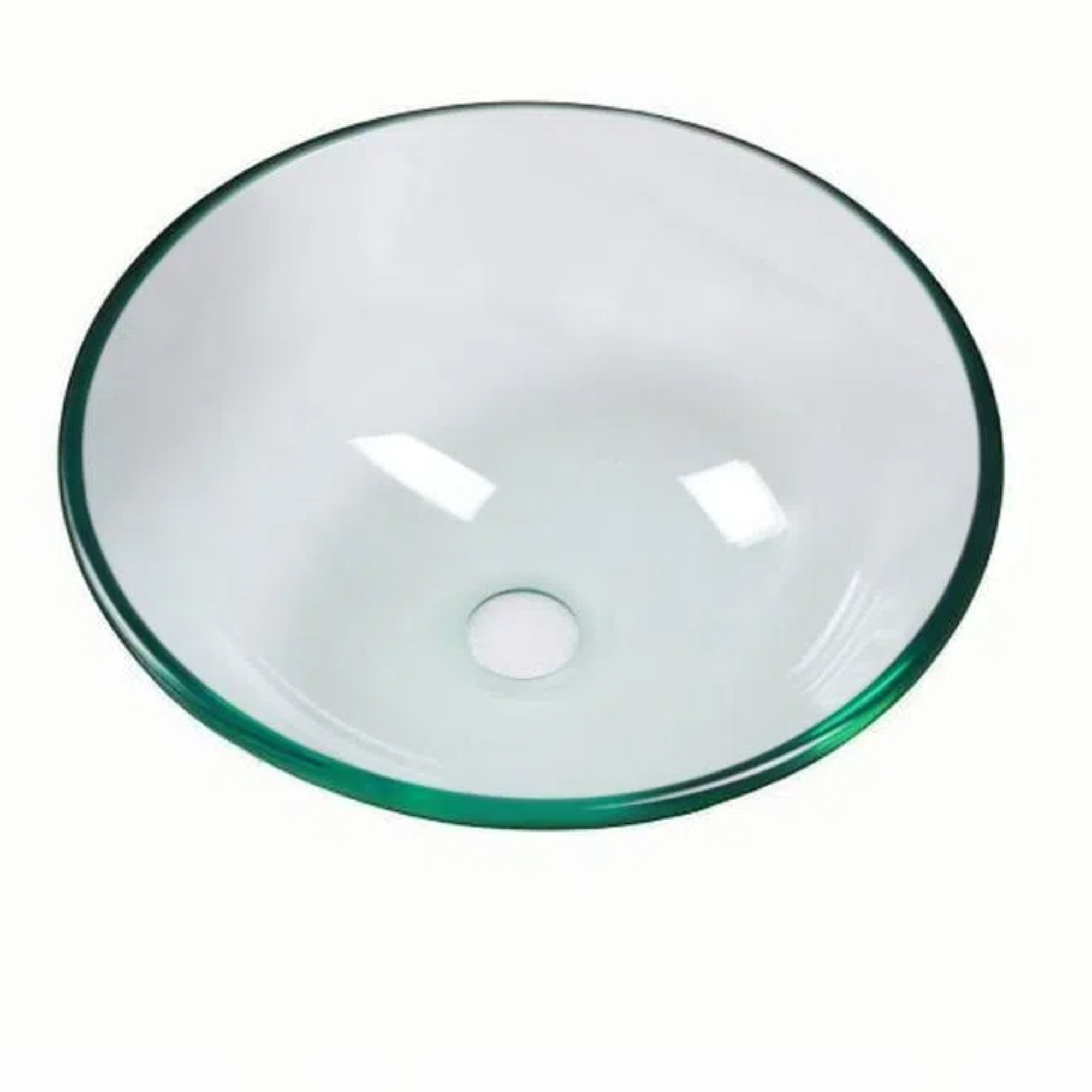 Artistic Tempered Glass Vessel Sink with Chrome Pop-up Drain, Clear, 14x14x5.31 Inch