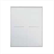 BATHIN 56' - 60' W x 72' H Double Sliding Shower Door, Semi-frameless Bypass Bathroom Sliding Door with 1/4' (6mm) Tempered Glass for Walk-in Shower, Brushed Nickel 24D03-60BNX