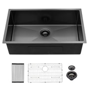 Gunmetal Black 32 Inch Undermount Kitchen Sink 16 Gauge Stainless Steel 10 Inch Deep Single Bowl