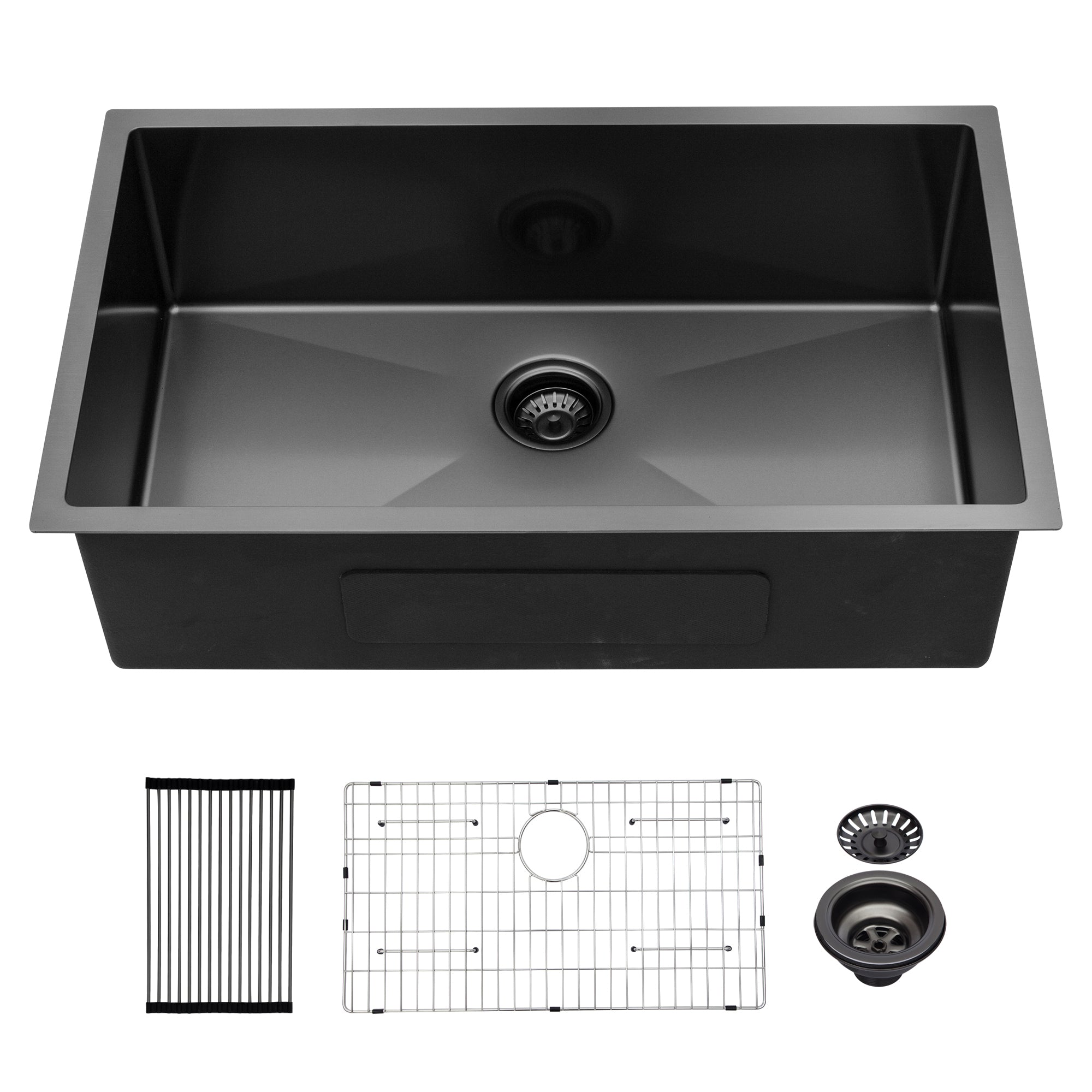 Gunmetal Black 32 Inch Undermount Kitchen Sink 16 Gauge Stainless Steel 10 Inch Deep Single Bowl