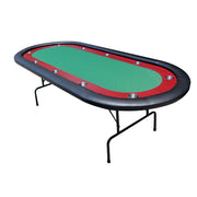 96' Light Series Foldable Poker Table with Wooden Racetrack Felt Stainless Legs Cup Holders Green