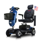 MAX PLUS BLUE 4 Wheels Outdoor Compact Mobility Scooter with 2pcs*20AH Lead acid Battery,Max Driving Range 16 Miles with Cup holders & USB charger port