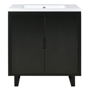 Transitional Style 30' Black Bathroom Vanity Set with Sink and Solid Wood Frame