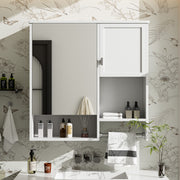 29'' x 28'' Modern Wall Mounted Bathroom Medicine Cabinet, Bathroom Wall Storage Cabinet with Mirror, Over the Toilet Space Saver Cabinet with Towels Bar