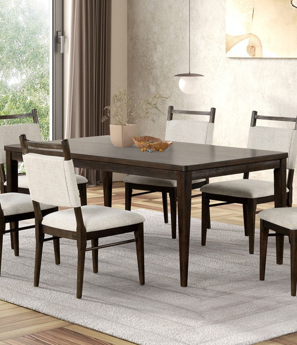 Modern Dining Table Dark Walnut Rubber wood 1pc Table Dining Room Furniture