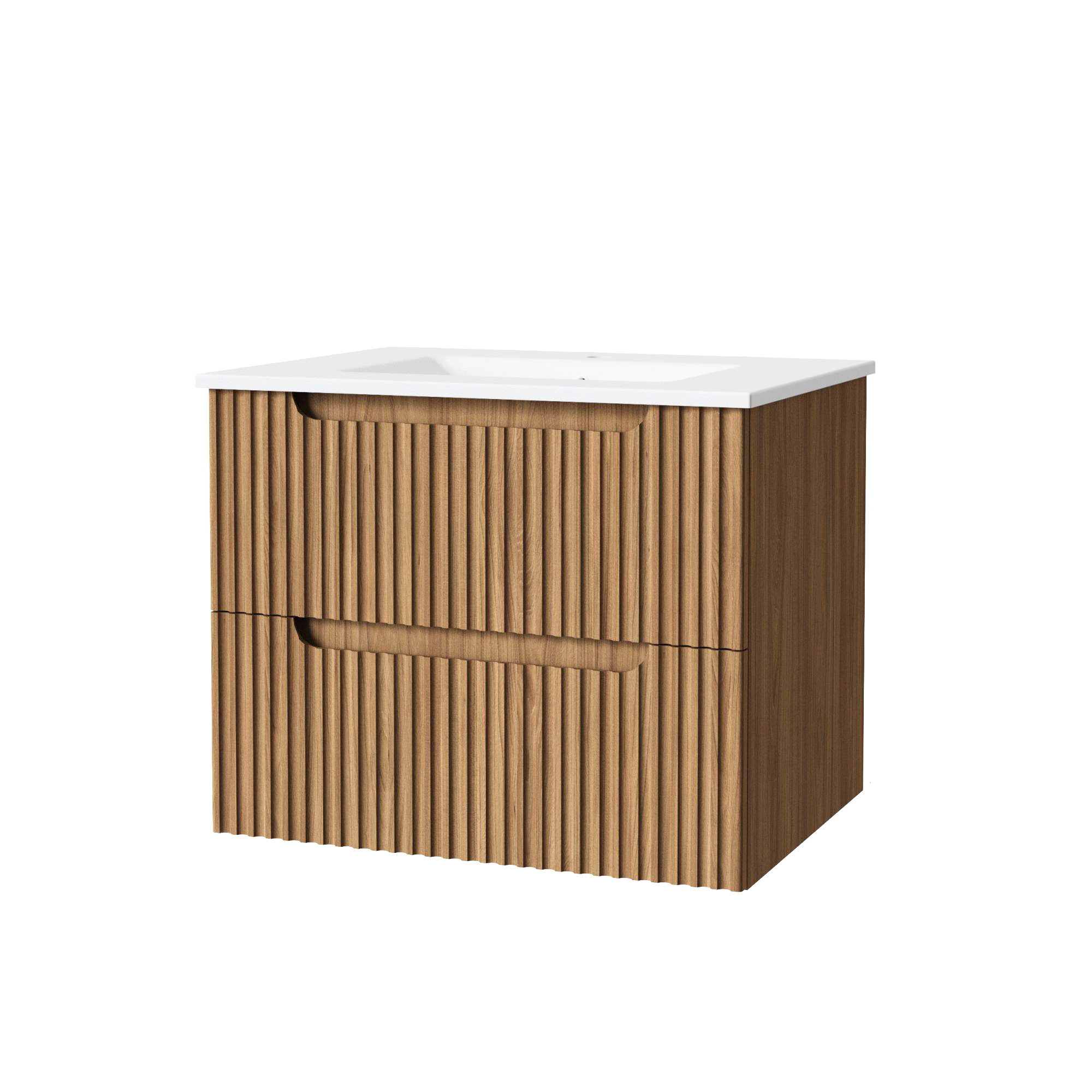 Elegant Walnut 30' Wall Mounted Bathroom Vanity with Sink, Soft-Close System, and Spacious Drawers