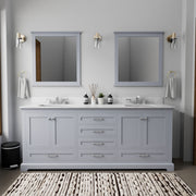 Dark Grey Double Bath Vanity 80 in. W x 22 in. D, Carrara Marble Top, and Faucet Set