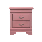Charming Pink Traditional Nightstand with Durable Particle Board Construction, 24-inch Height