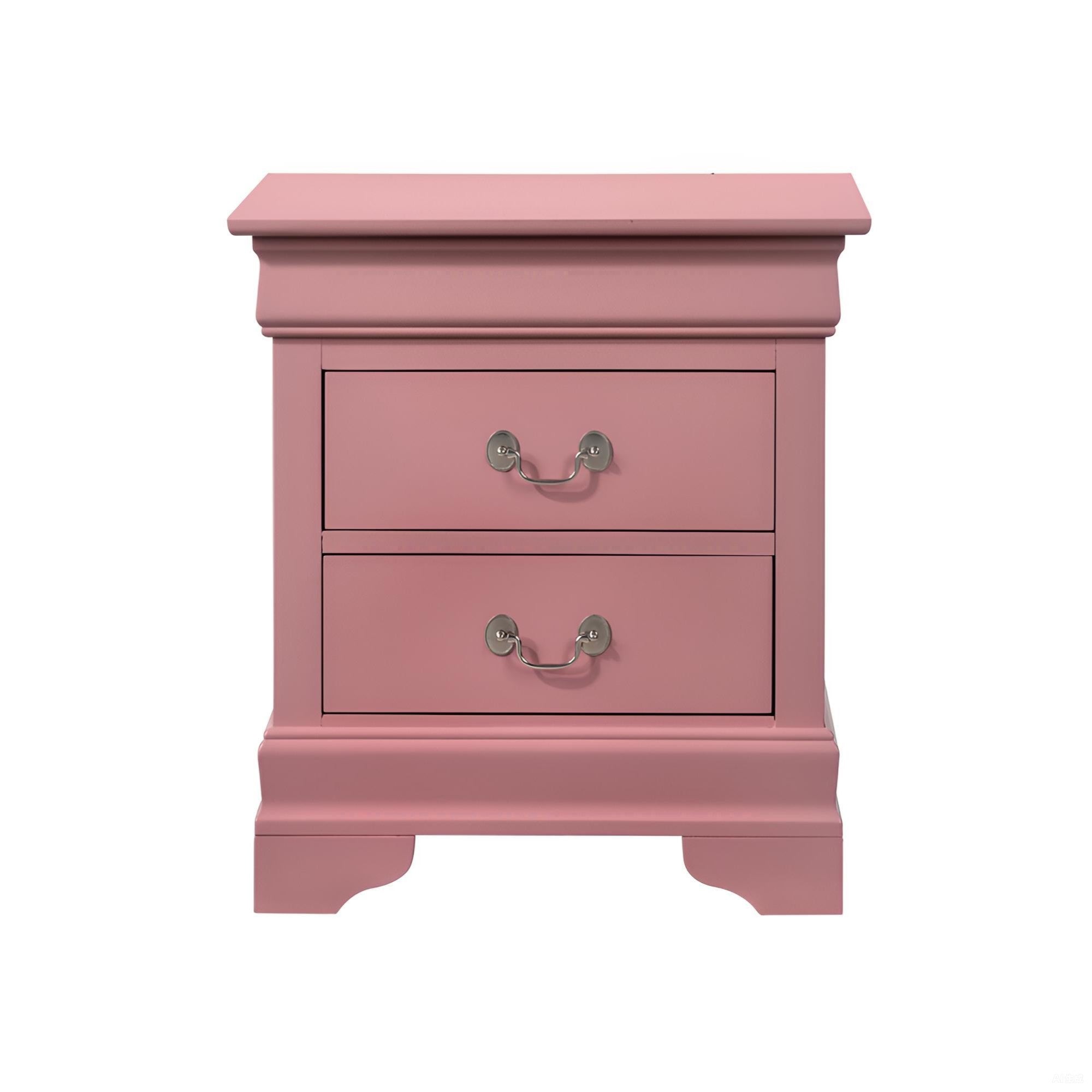 Charming Pink Traditional Nightstand with Durable Particle Board Construction, 24-inch Height