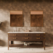 Brown Oak Double Bath Vanity 72 in. W x 22 in. D