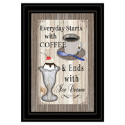 'Everyday Starts with Coffee' By Trendy Decor 4U, Ready to Hang Framed Print, Black Frame