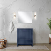 Navy Blue Bath Vanity 30 in. W x 20 in. D, Cultured Marble Top and Brushed Nickel Faucet Set