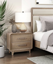 Modern Elegant Design Nightstand of 2x Storage Drawers Curved Corners Natural Finish Wooden Bedroom Furniture 1pc