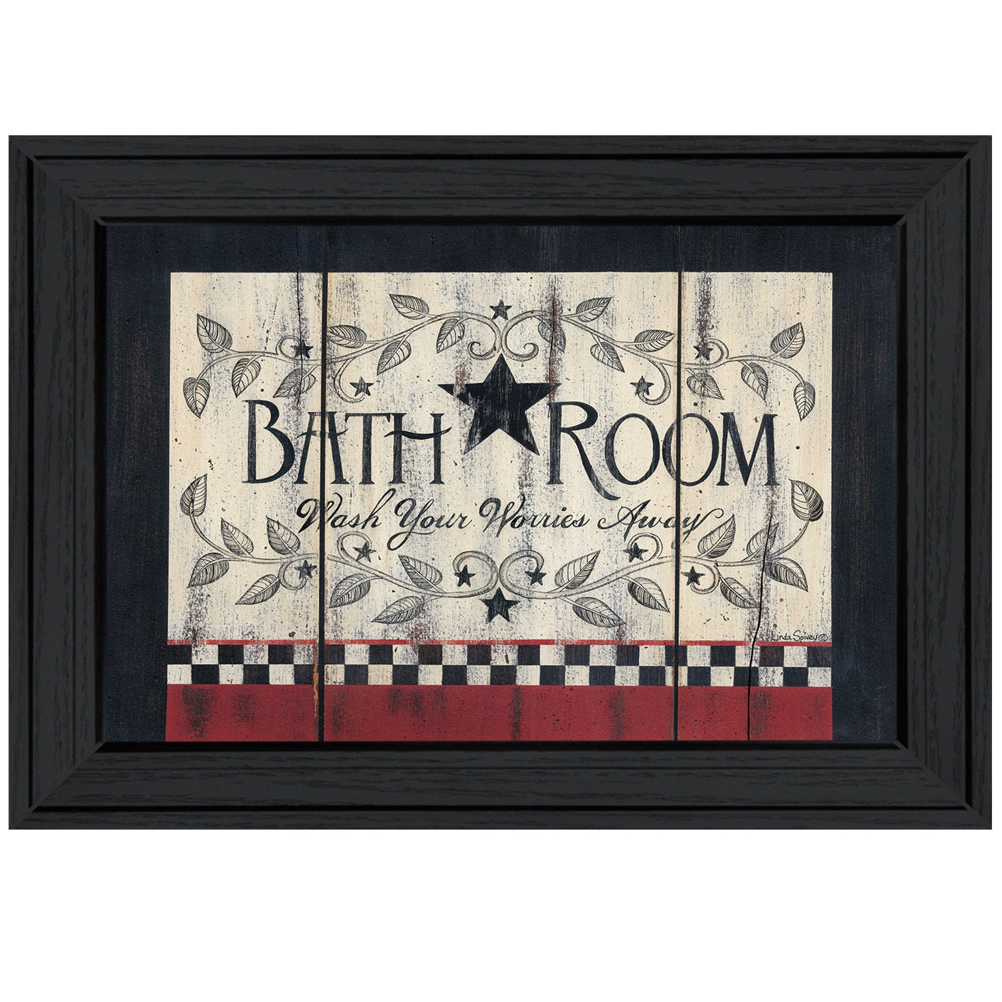 'Bathroom' by Linda Spivey, Ready to Hang Framed Print, Black Frame